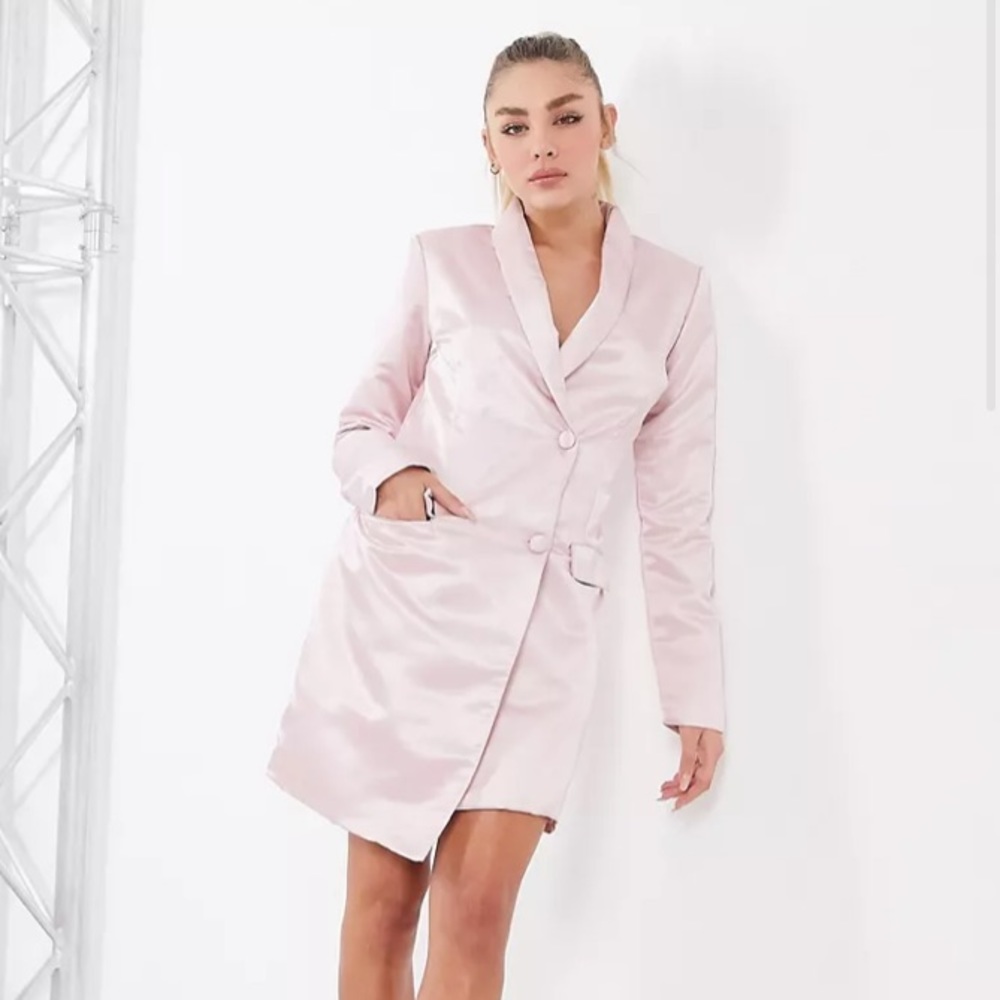 ASOS Unique21 satin blazer dress in champagne pink US Size 6, UK Size 10